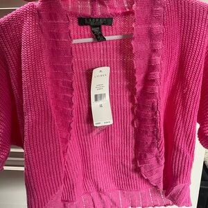 Pink Women's Cardigan Sweater/Short Sleeve